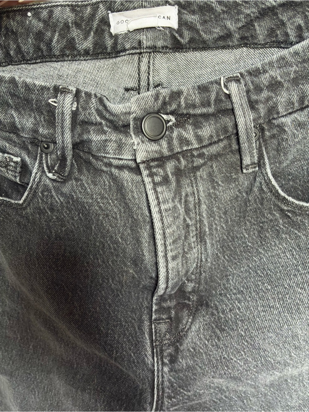 Good American Washed Black Straight-Leg Jeans